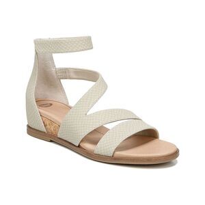 DR SCHOLLS Womens Beige Snakeskin Cork Wedge Heel. Freedom Wedge Sandals 8.5 M